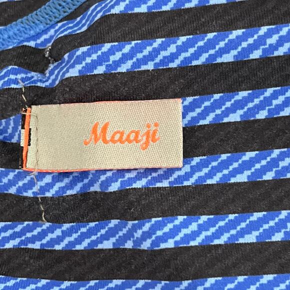 Maaji Reversible High Neck Bikini Top Blue Multicolor Geometric Coral Print XL - Picture 9 of 10